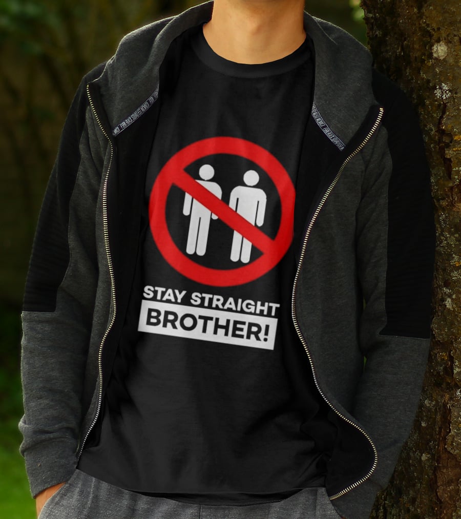 Stay Straight Brother Circle Cross Stencil T-Shirt