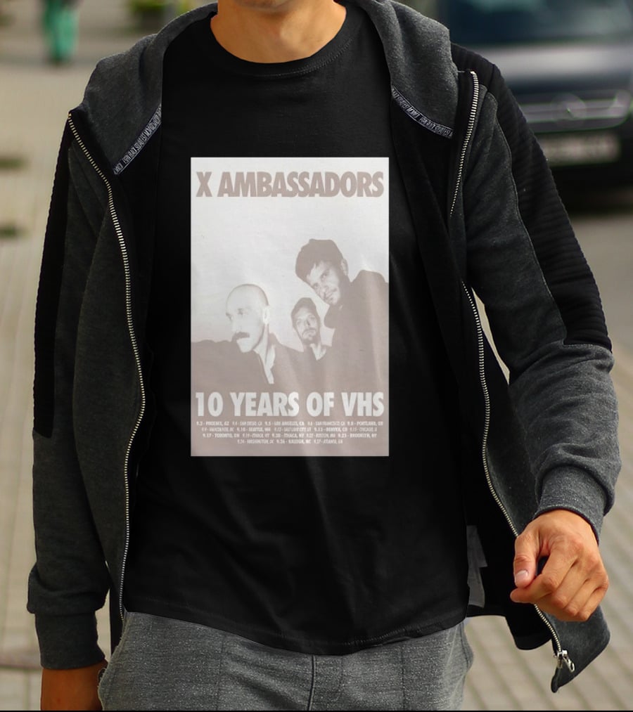 X Ambassadors 10 Years Of VHS Tour 2025 US Cities T-Shirt