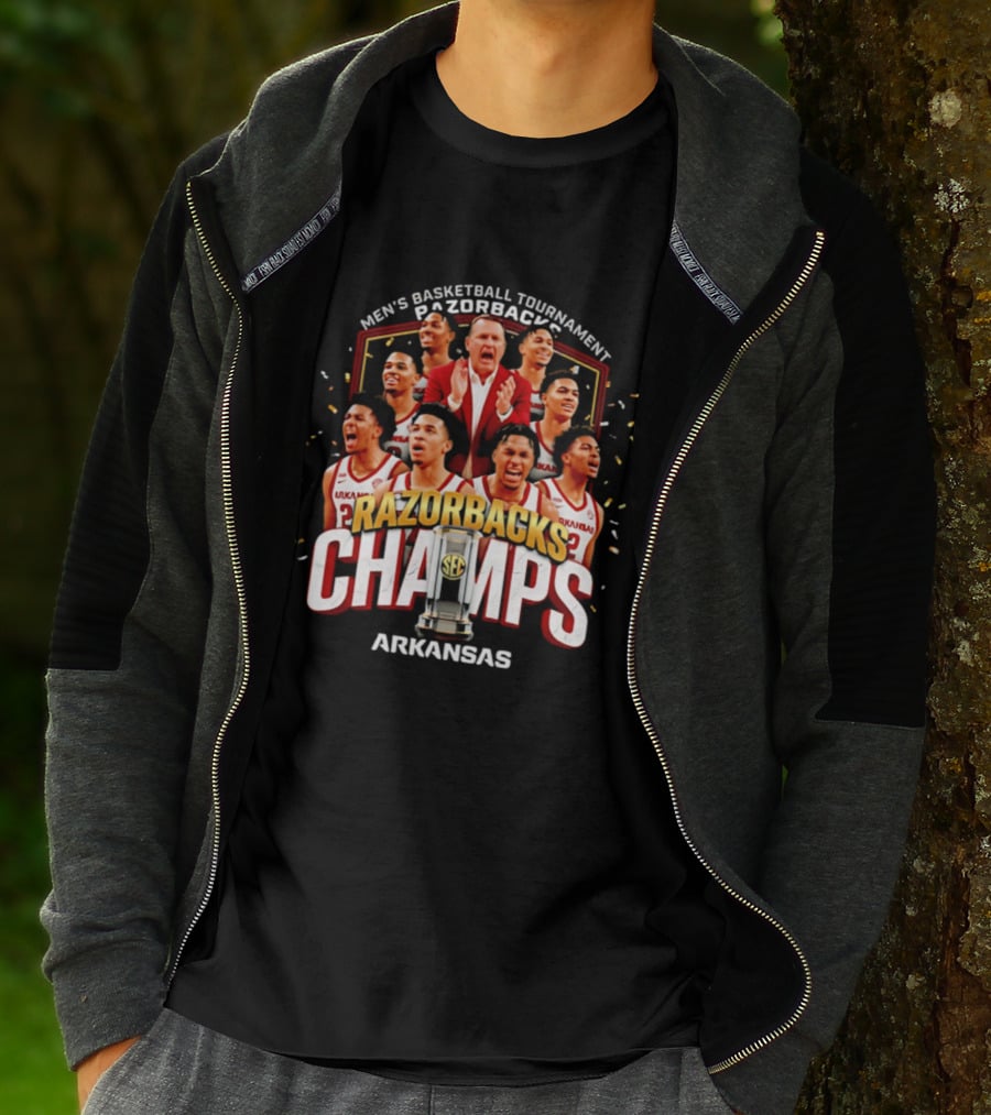 Arkansas Razorbacks Men's Basketball Tournament Champs Razorbacks Champs 2026 T-Shirt