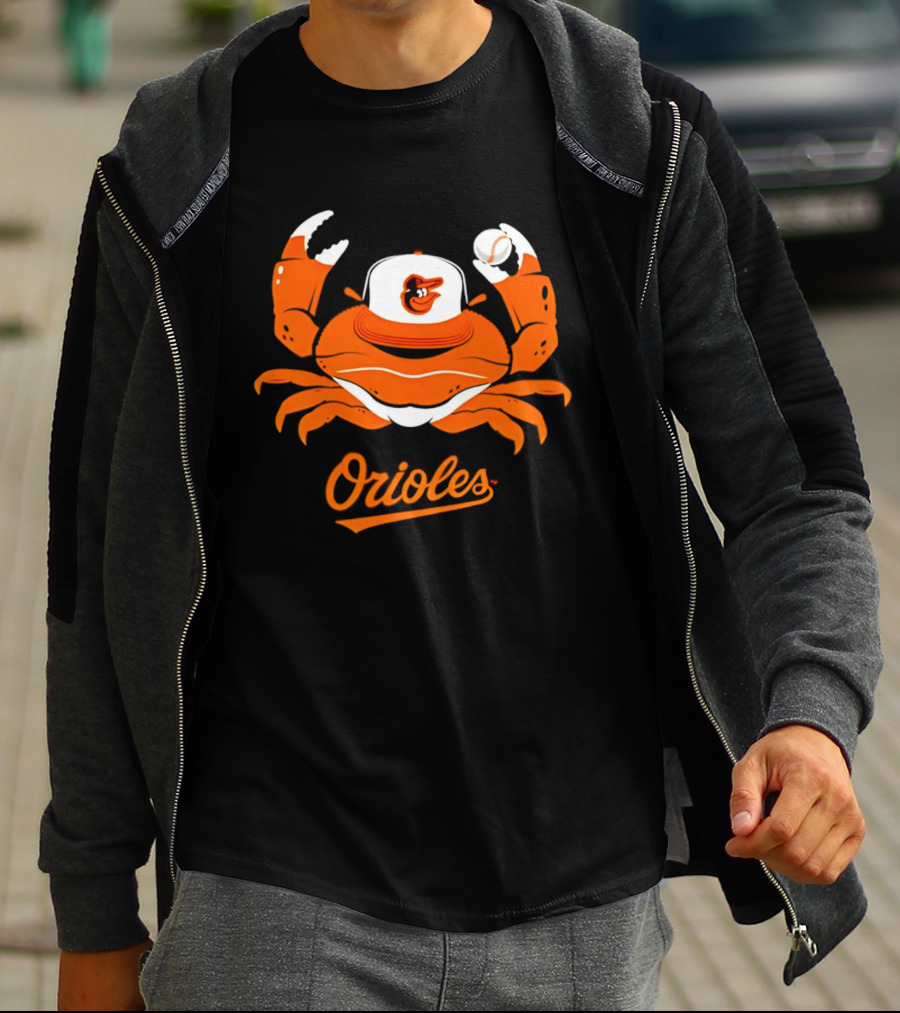 Baltimore Orioles Crab Mascot With Baseball Cap T-Shirt