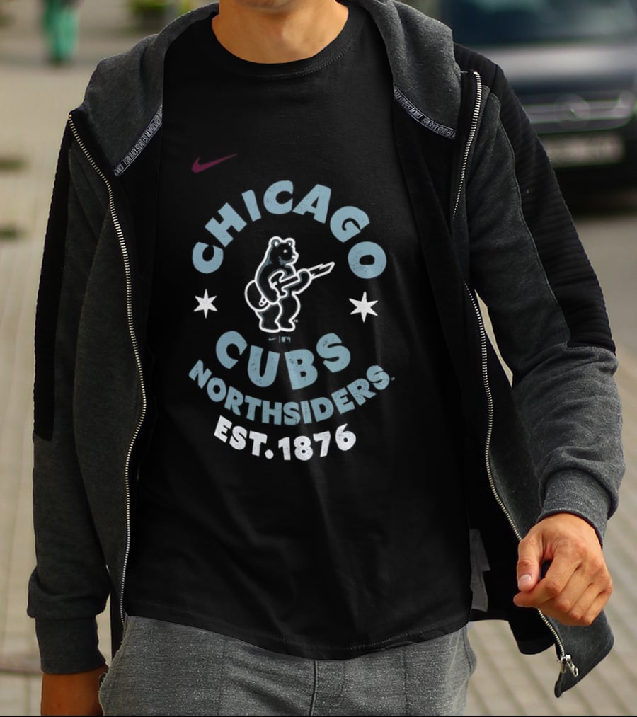 Chicago Cubs Northsiders Est 1876 Nike Logo Bear Stars T-Shirt