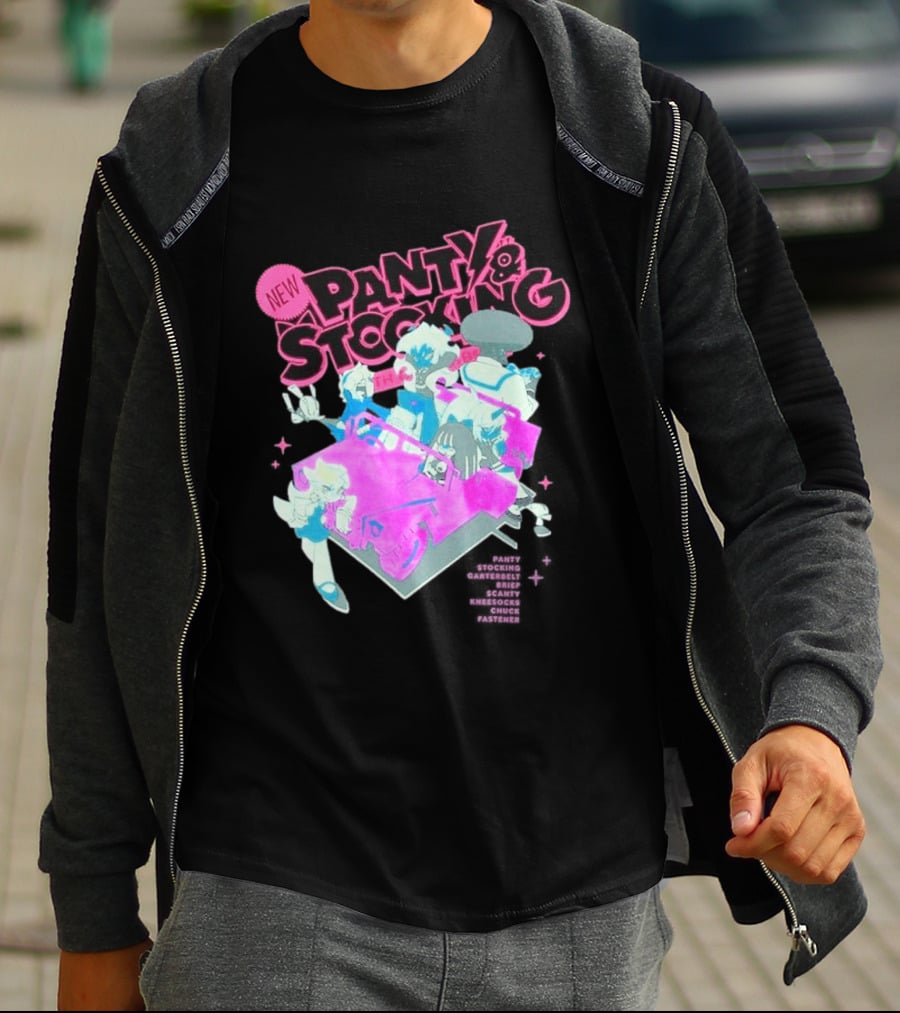 New Panty & Stocking With Garterbelt Anime Characters Colorful Car Scene T-Shirt