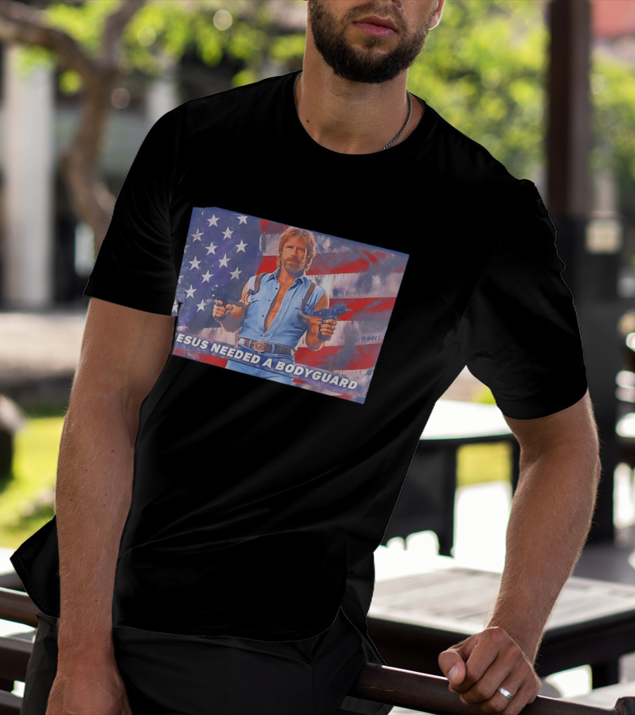 Jesus Needed A Bodyguard Chuck Norris USA Flag T-Shirt