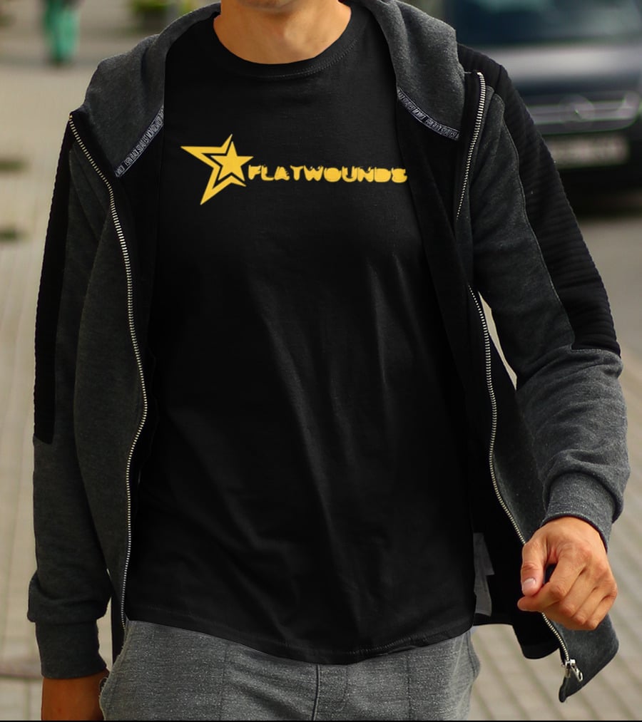 Flatwounds Star Yellow Text And Star T-Shirt