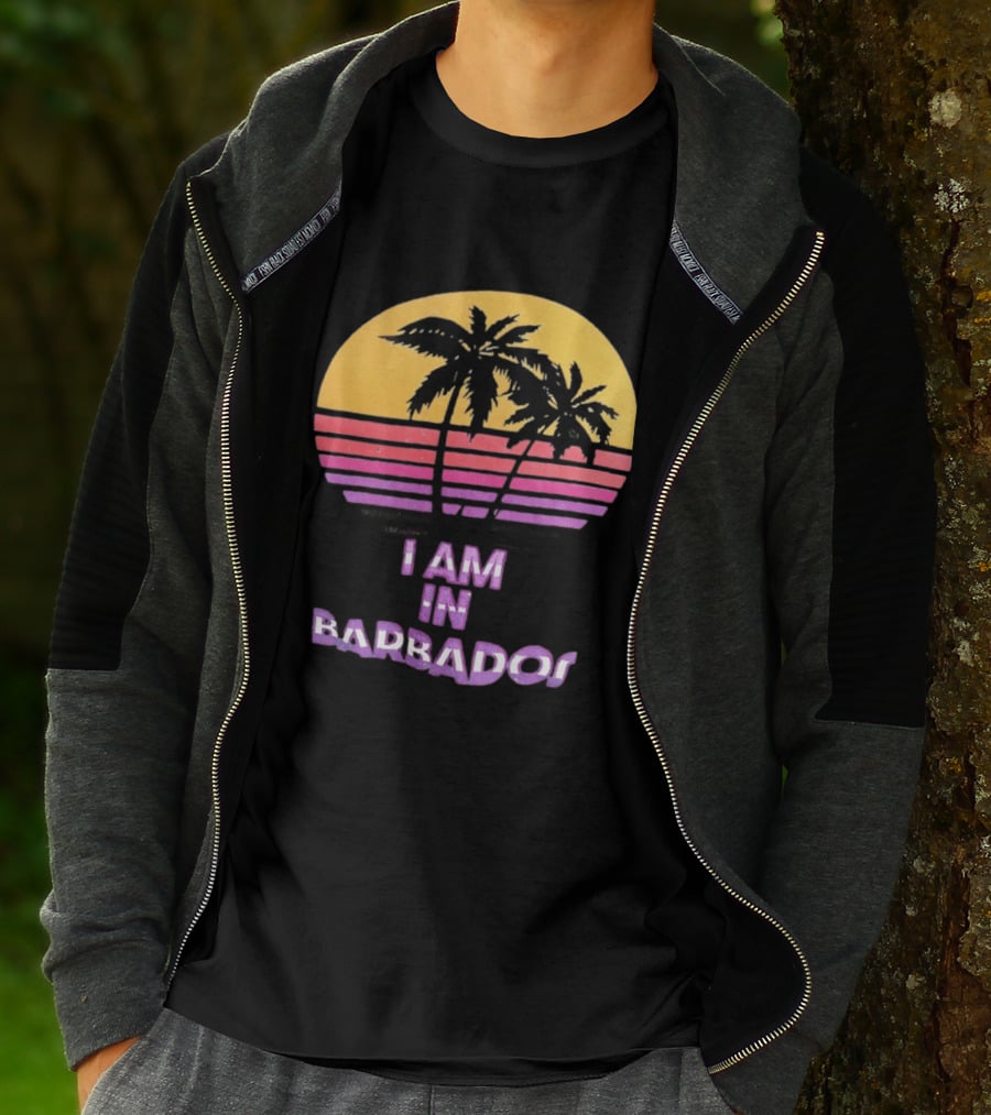 I Am In Barbados Tropical Sunset And Palm Trees T-Shirt