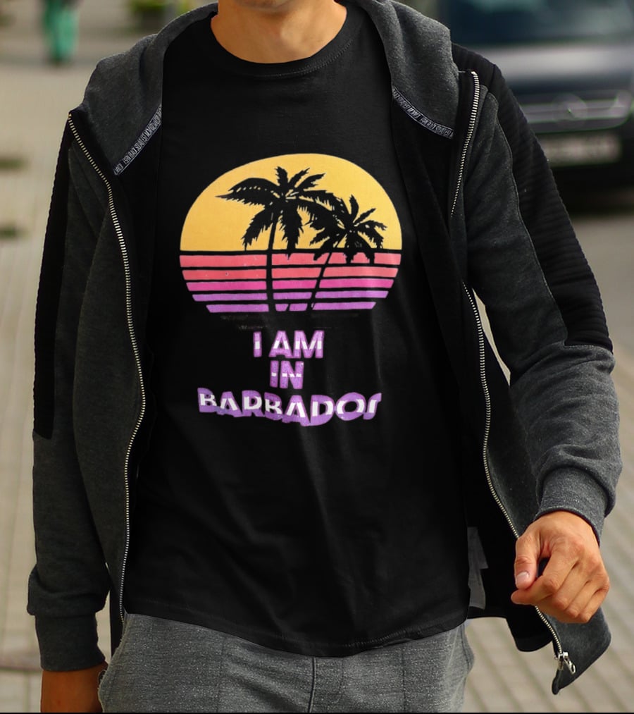 I Am In Barbados Tropical Sunset And Palm Trees T-Shirt