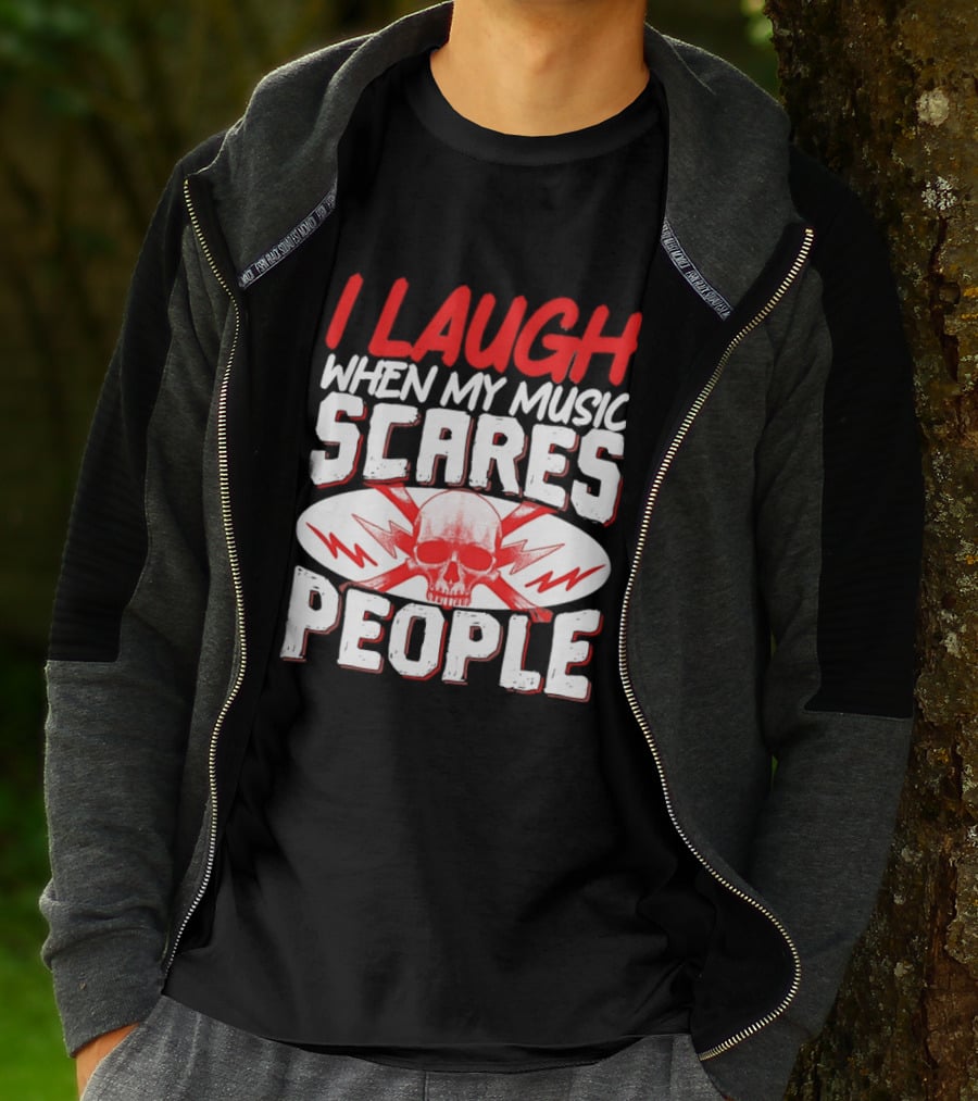 I Laugh When My Music Scares People Skull Lightning T-Shirt