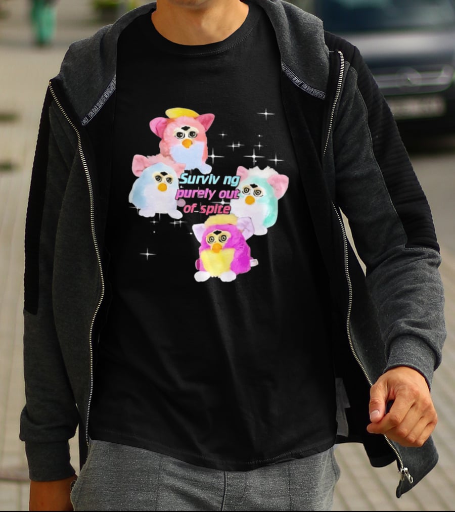 Surviving Purely Out Of Spite With Four Colorful Furbies T-Shirt