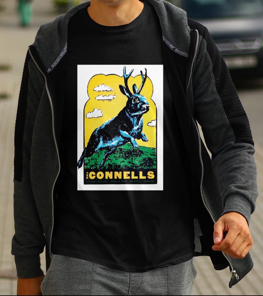 The Connells April 11 2026 The Pyrle Greensboro NC With Bass Battery Jackalope T-Shirt