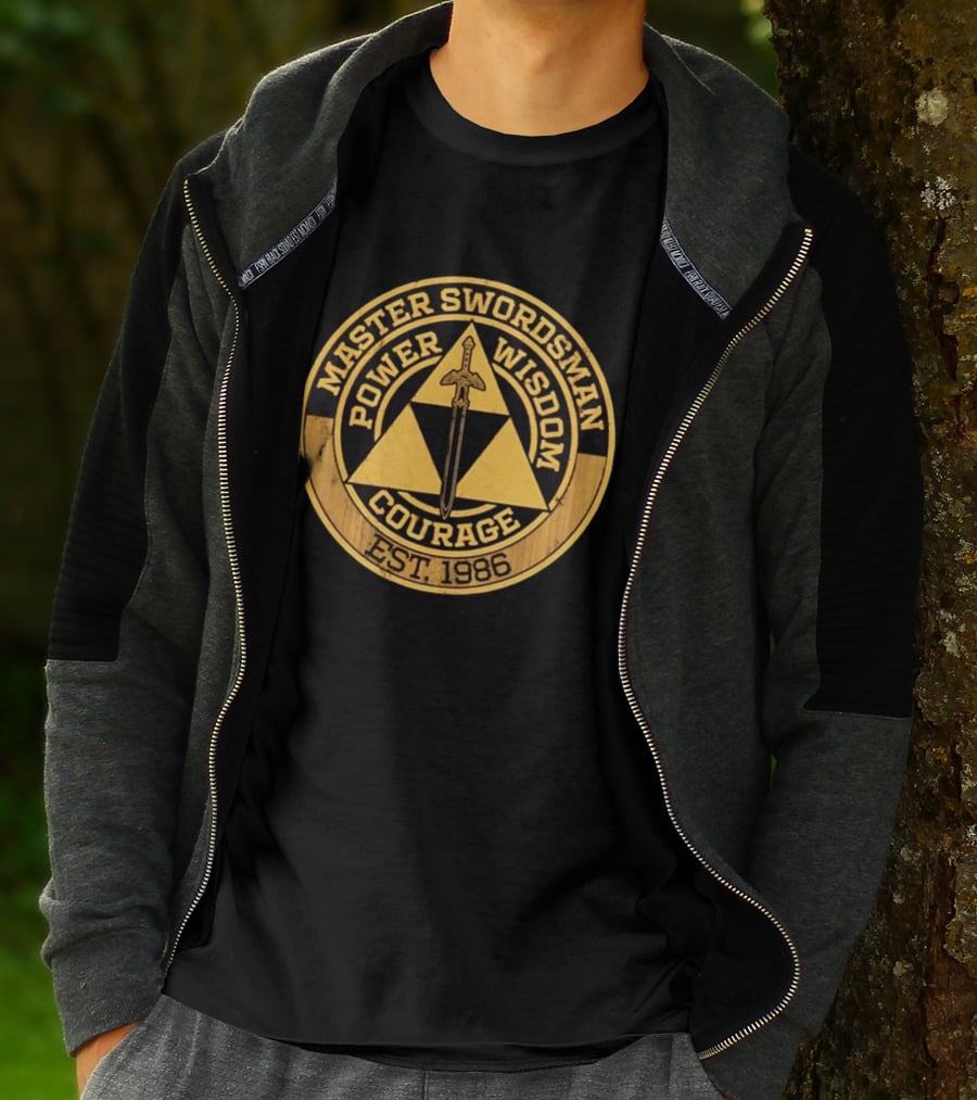 Master Swordsman Power Wisdom Courage Triforce Emblem Est 1986 Legends T-Shirt