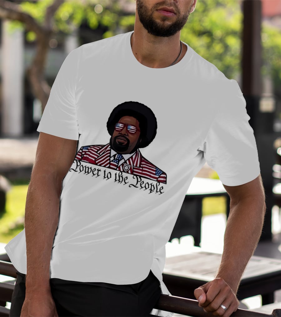 Afro Man American Flag Suit Power To The People T-Shirt