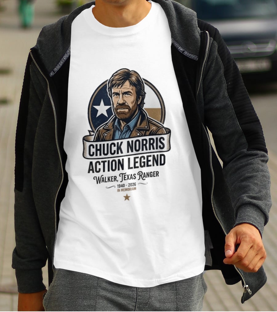 Chuck Norris Action Legend Walker Texas Ranger 1940 2026 In Memoriam Star T-Shirt