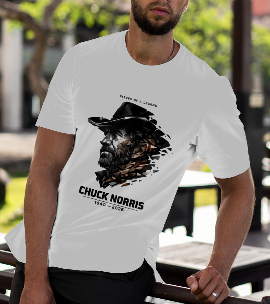 Chuck Norris Pieces Of A Legend 1940 2026 Cowboy Hat Triangular Fragmentation T-Shirt