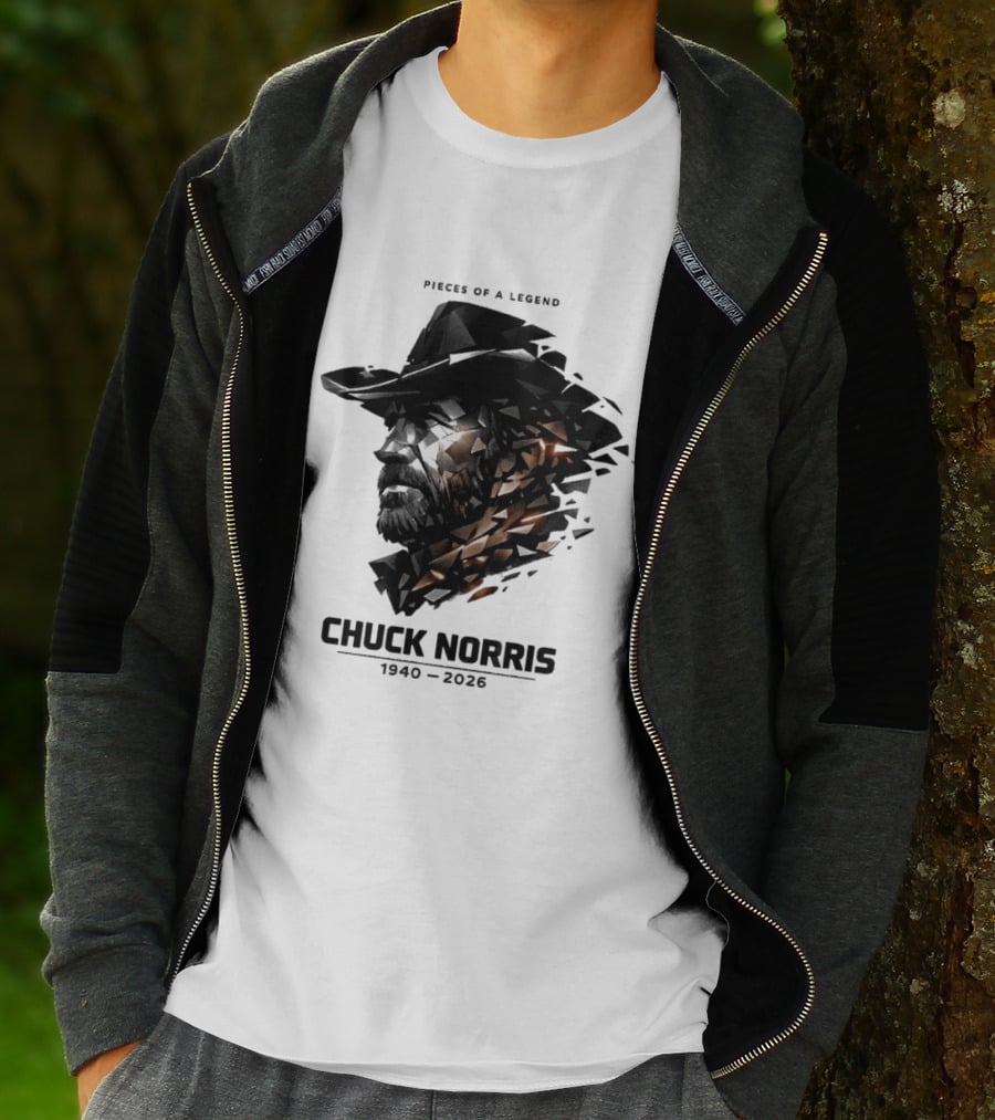 Chuck Norris Pieces Of A Legend 1940 2026 Cowboy Hat Triangular Fragmentation T-Shirt