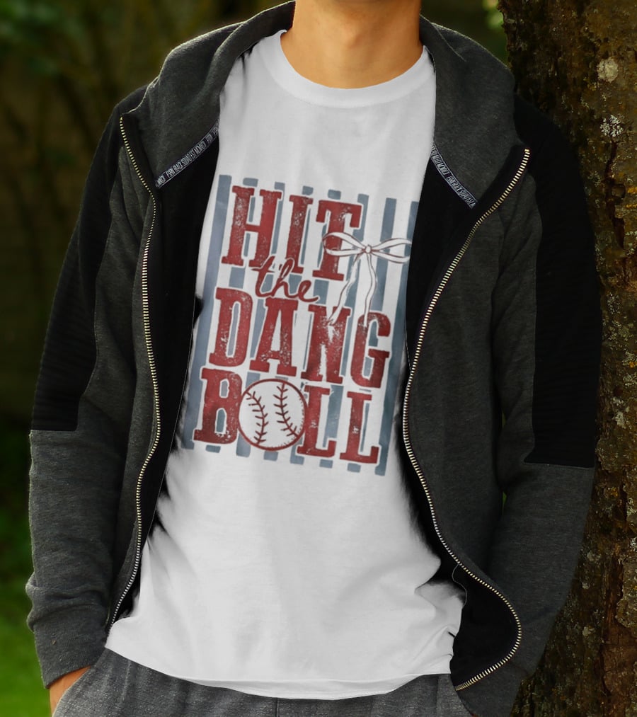Hit The Dang Ball Baseball Bow T-Shirt