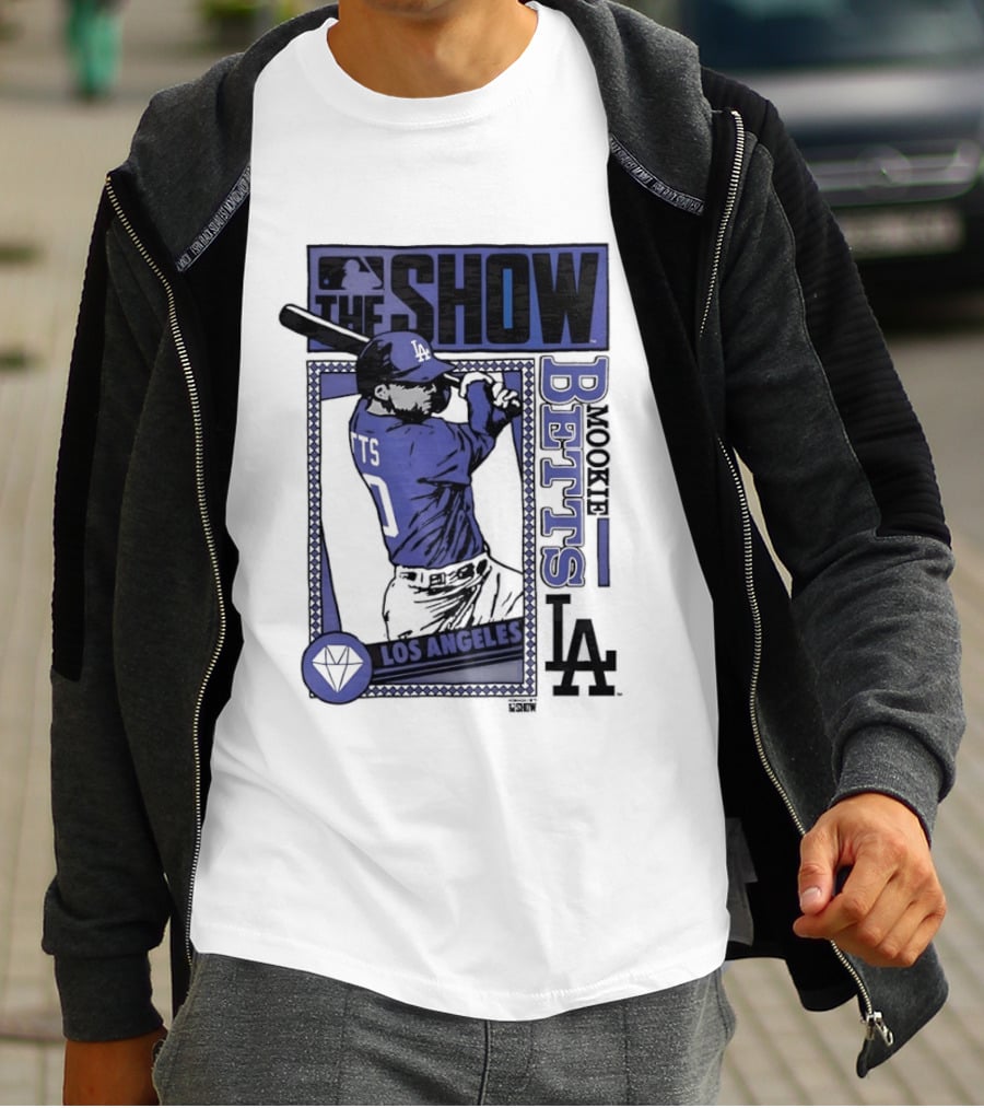 MLB The Show Mookie Betts 50 Los Angeles Dodgers Caricature T-Shirt