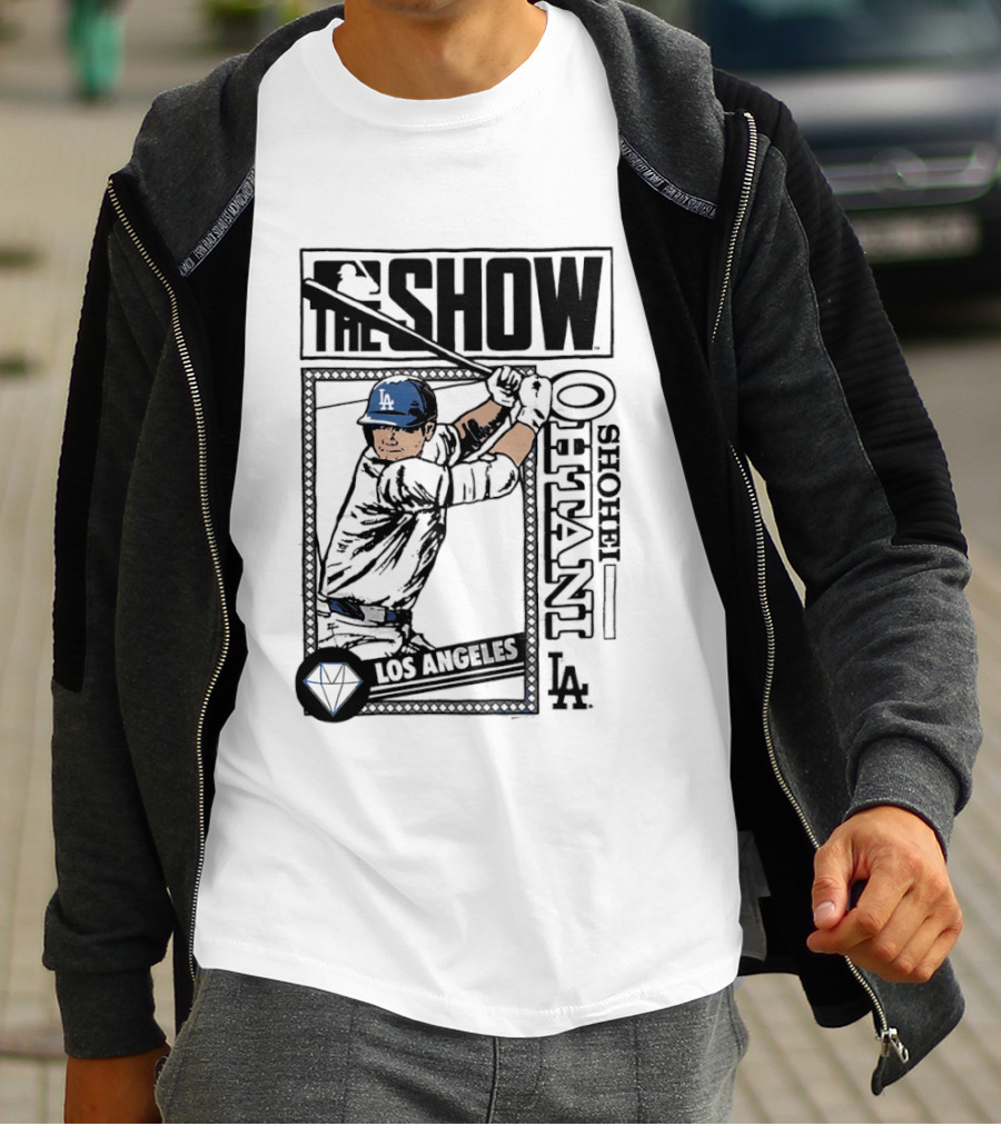 Shohei Ohtani 17 MLB The Show Los Angeles Dodgers Caricature T-Shirt