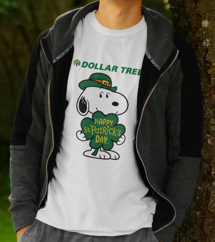 Dollar Tree Snoopy Happy St. Patrick's Day 2026 Clover Hat T-Shirt
