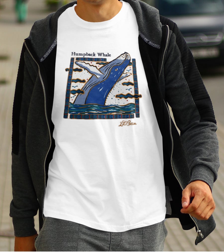 Humpback Whale Maritime Art 1990s Vibe Splashing Waves And Clouds Scene T-Shirt