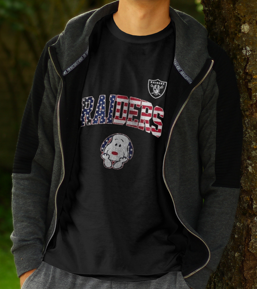 Las Vegas Raiders Peanuts Snoopy USA America 250th Anniversary T-Shirt