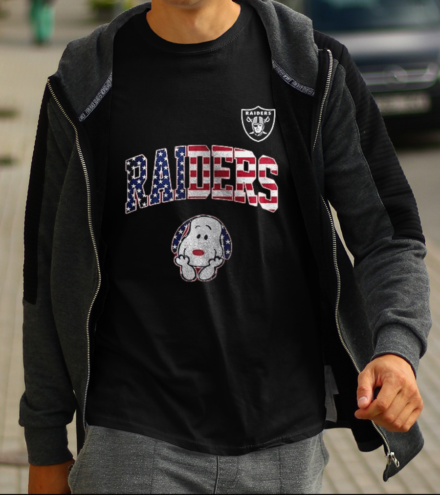 Las Vegas Raiders Peanuts Snoopy USA America 250th Anniversary T-Shirt