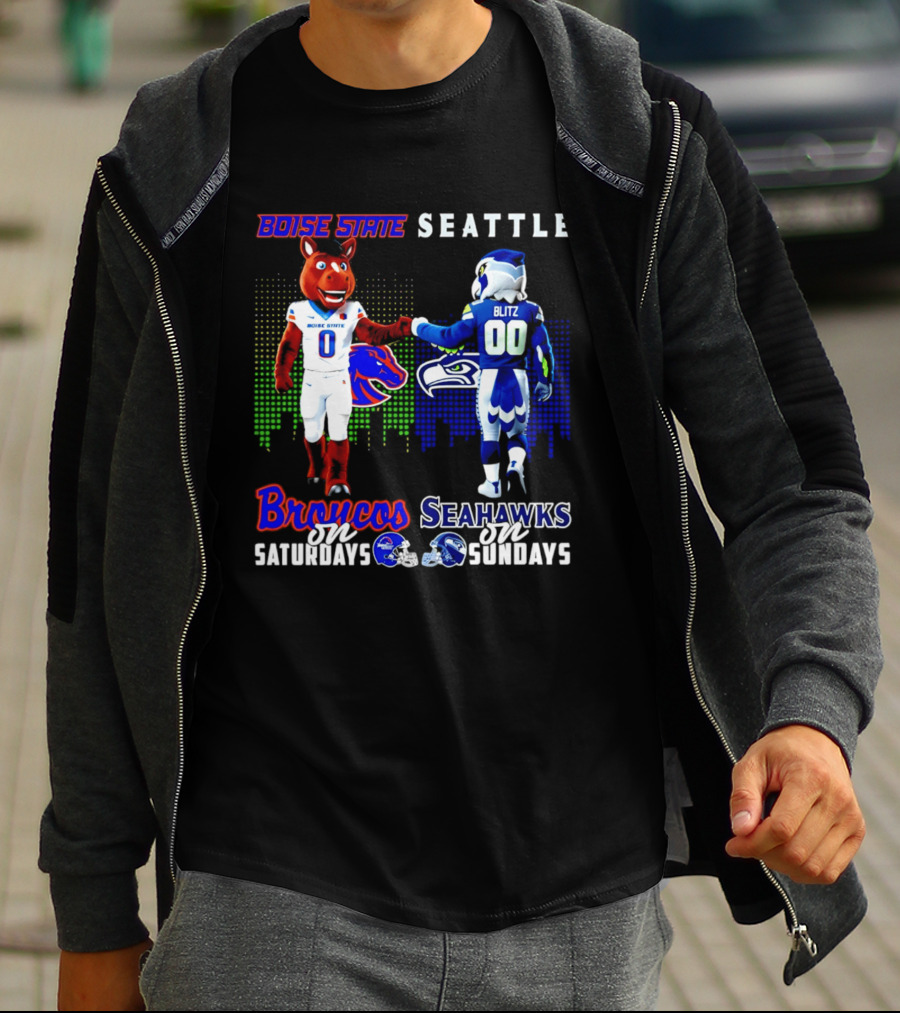 Boise State Broncos Saturdays Seattle Seahawks Sundays Skyline T-Shirt