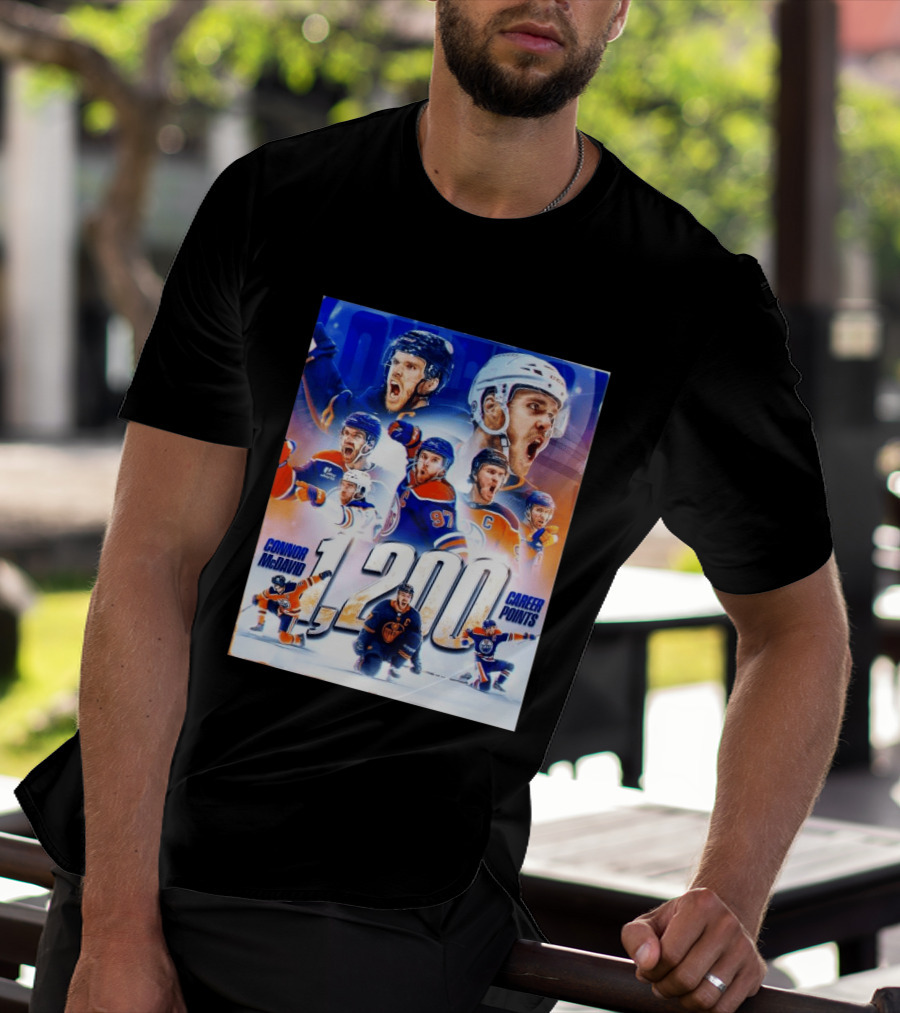 Connor McDavid 1200 Career Points NHL Record T-Shirt