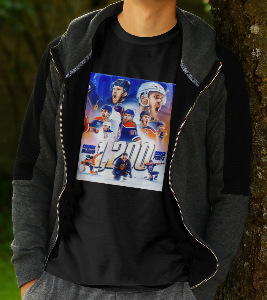Connor McDavid 1200 Career Points NHL Record T-Shirt