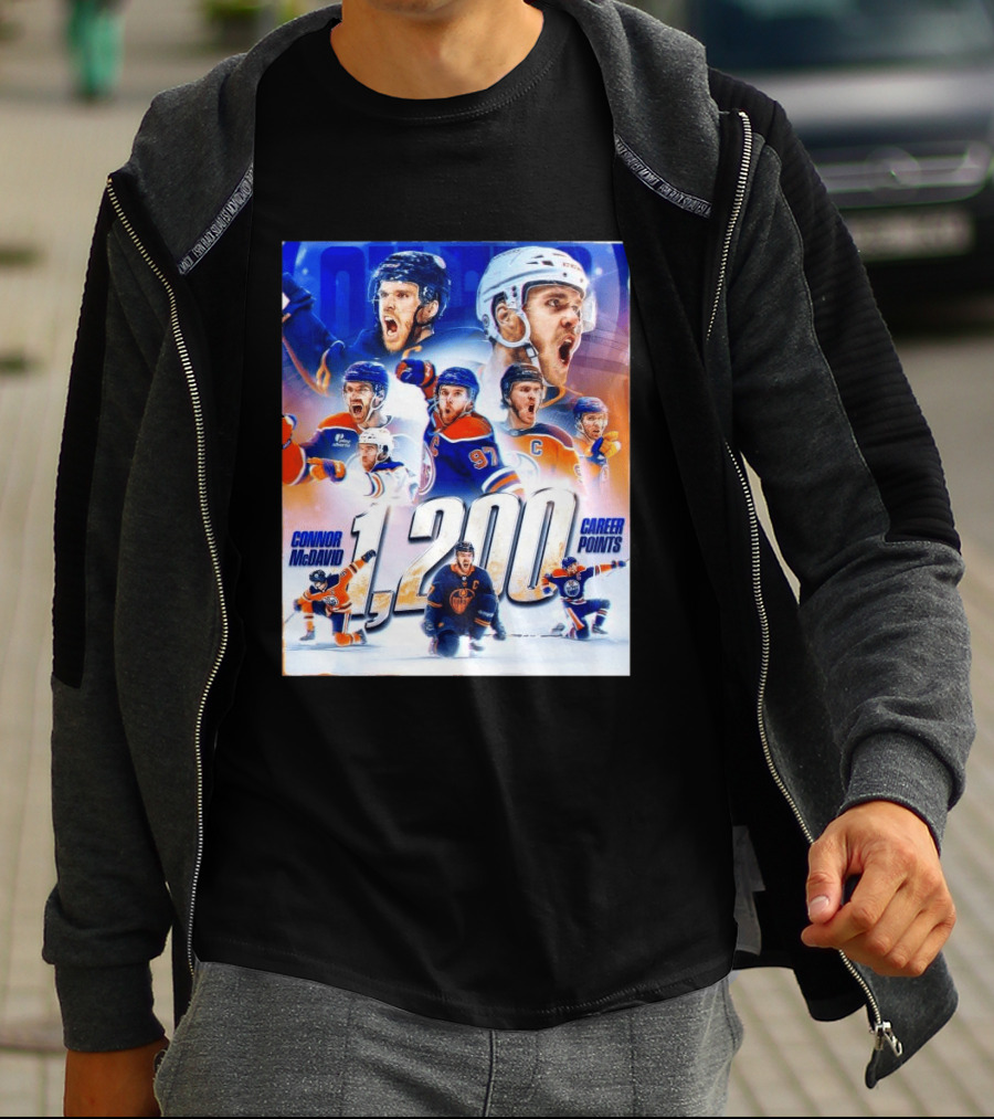 Connor McDavid 1200 Career Points NHL Record T-Shirt