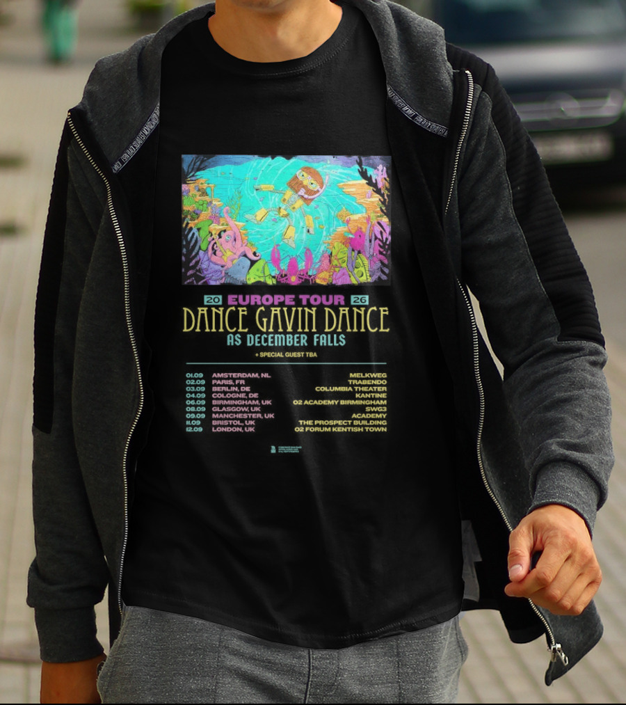 Dance Gavin Dance As December Falls 2026 UK EU Tour Schedule Dates T-Shirt
