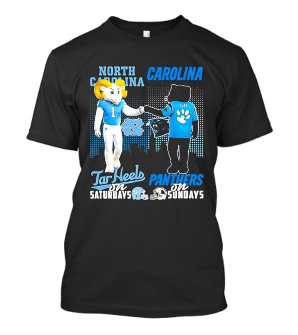 North Carolina Tar Heels Saturdays Carolina Panthers Sundays Skyline T-Shirt