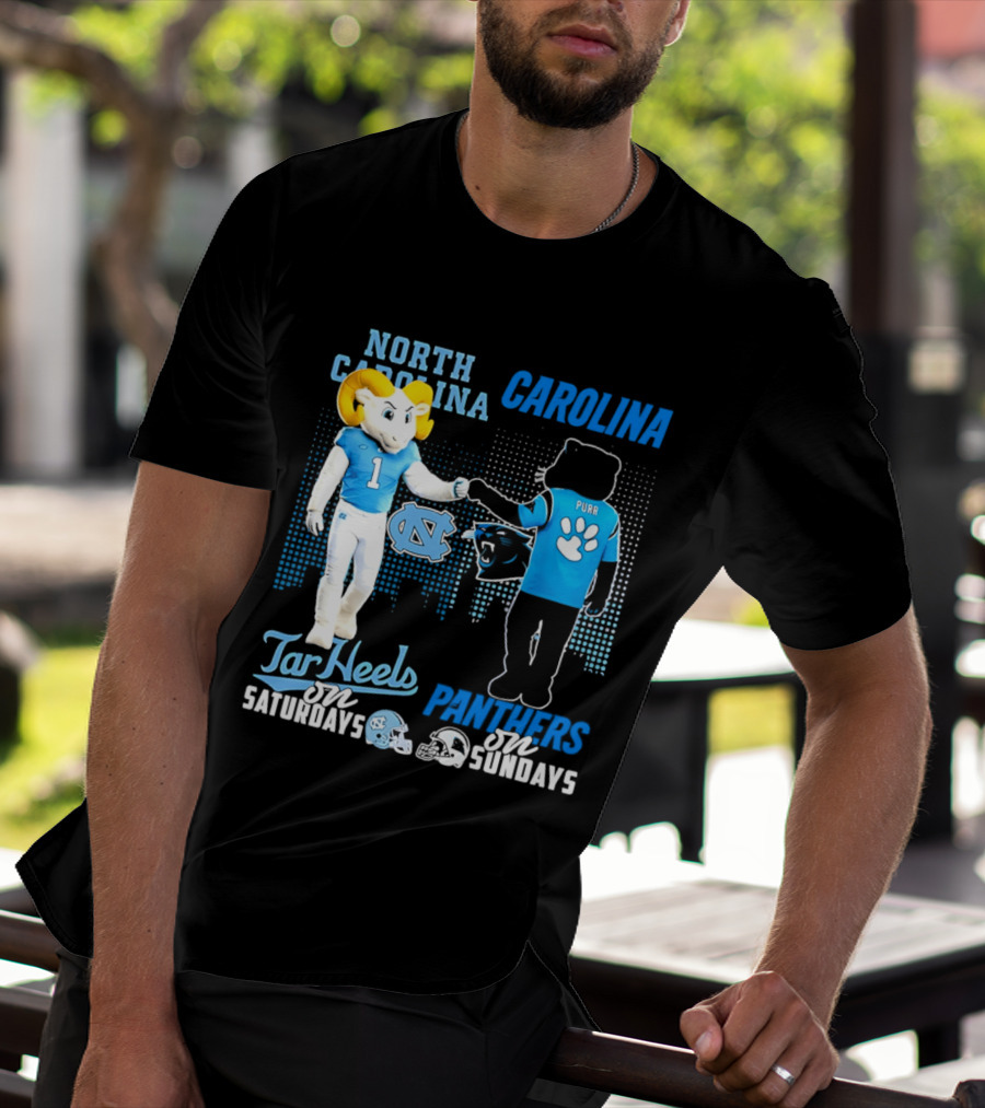 North Carolina Tar Heels Saturdays Carolina Panthers Sundays Skyline T-Shirt