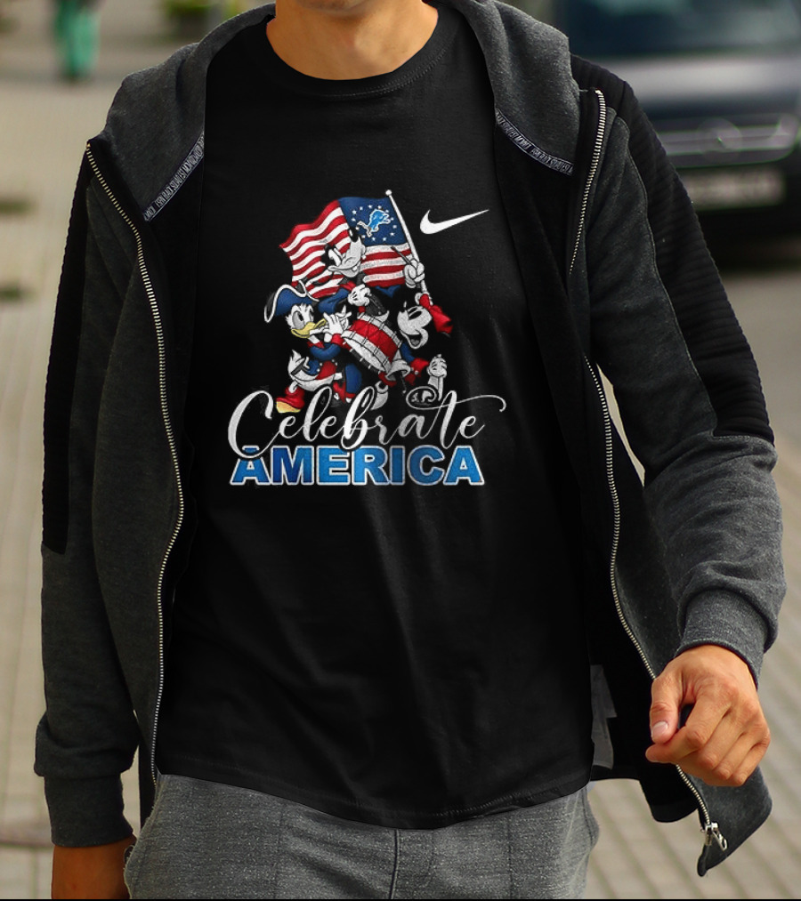 Detroit Lions Mickey Mouse Celebrate America 250th Anniversary Nike T-Shirt