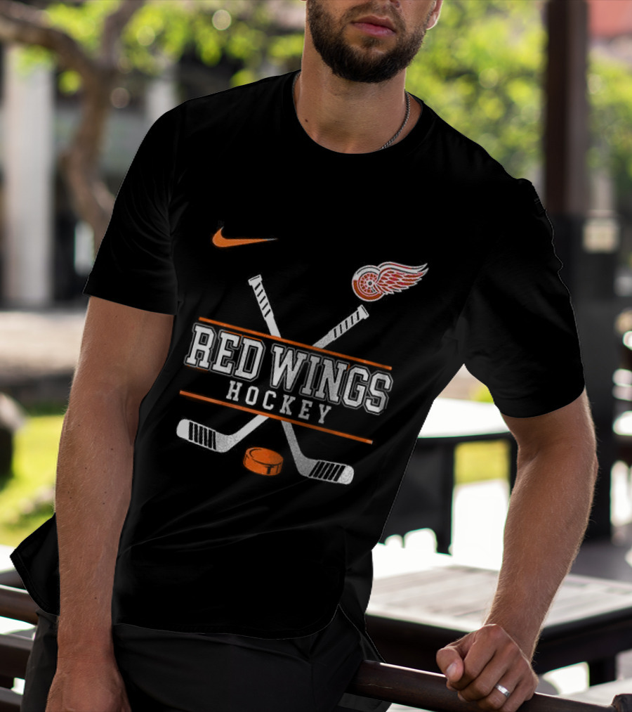 Detroit Red Wings Hockey Nike Collaboration With Harley Davidson T-Shirt