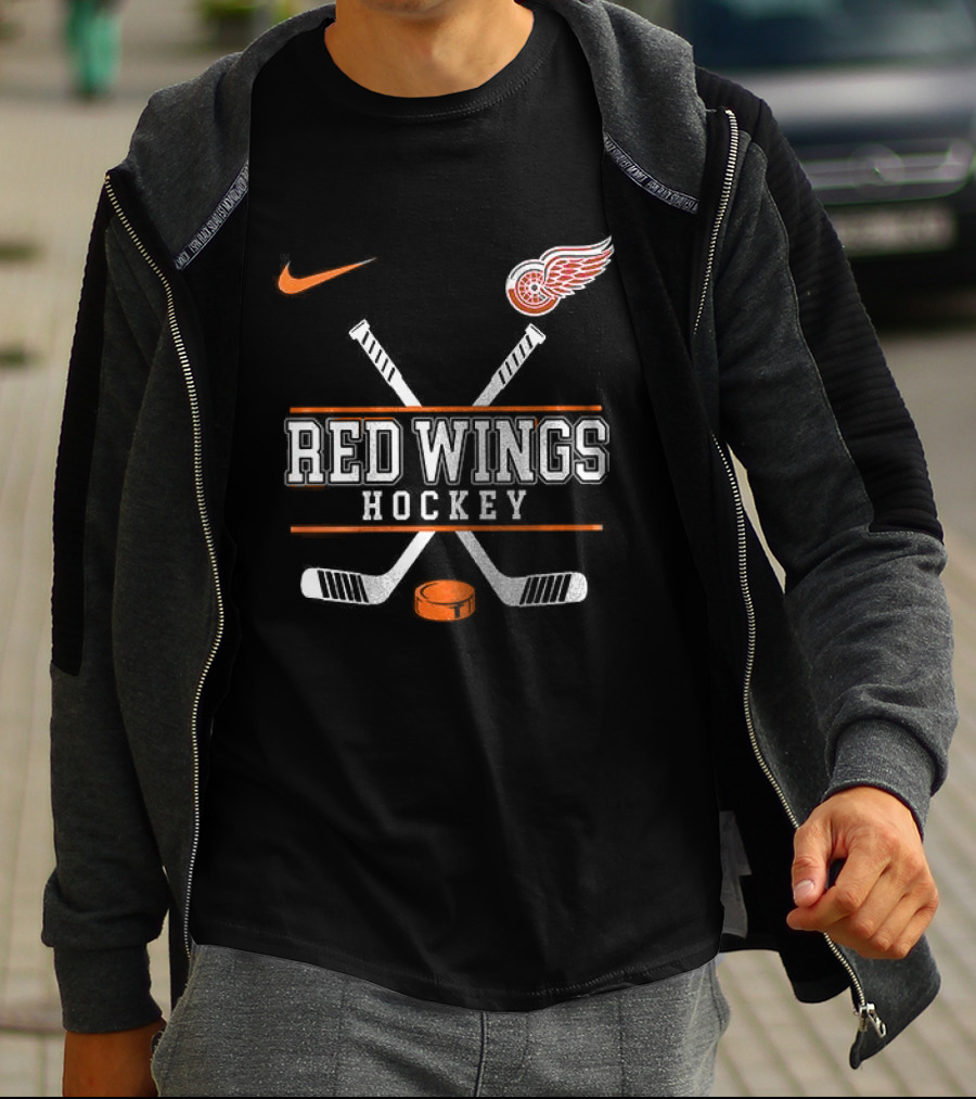 Detroit Red Wings Hockey Nike Collaboration With Harley Davidson T-Shirt