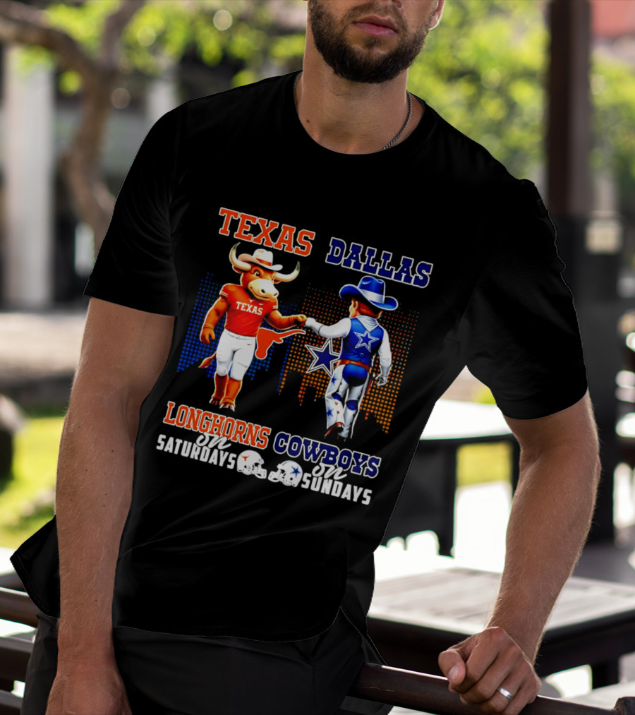 Texas Longhorns Saturdays Dallas Cowboys Sundays Skyline T-Shirt