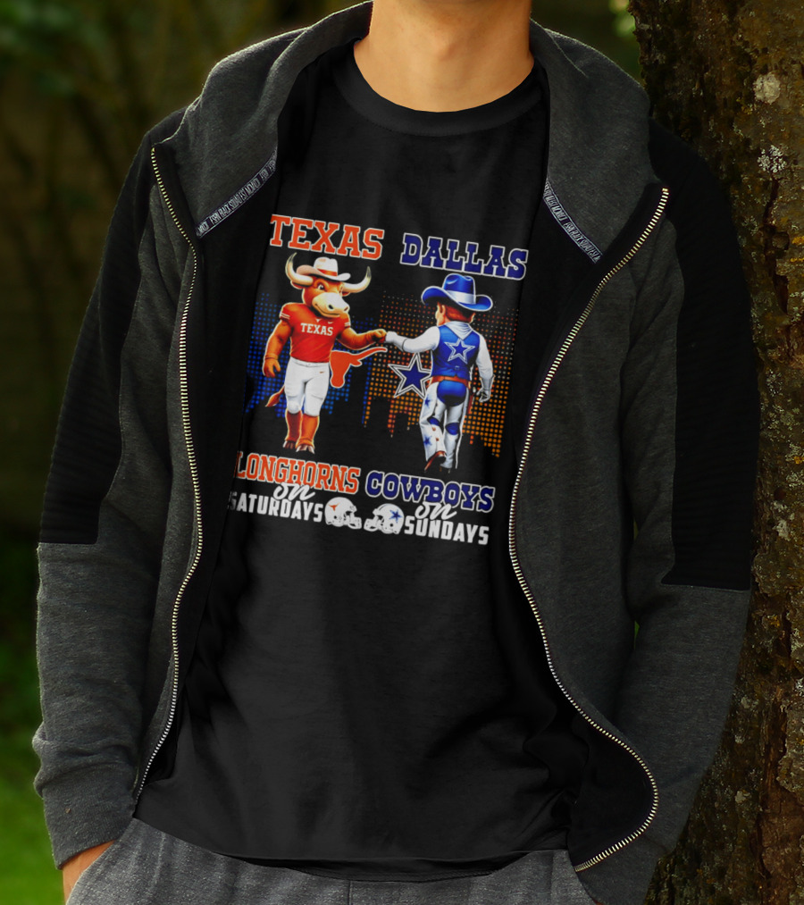 Texas Longhorns Saturdays Dallas Cowboys Sundays Skyline T-Shirt