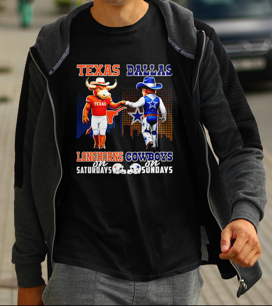 Texas Longhorns Saturdays Dallas Cowboys Sundays Skyline T-Shirt