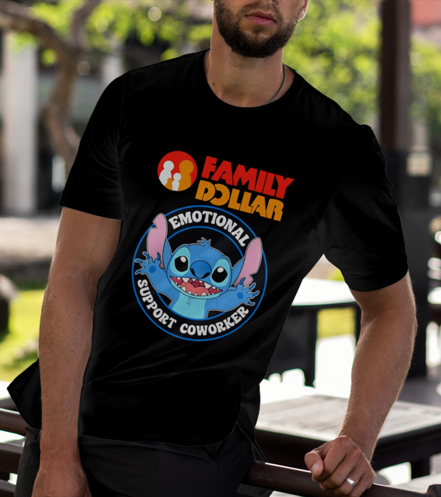 Family Dollar Emotional Support Coworker Stitch T-Shirt