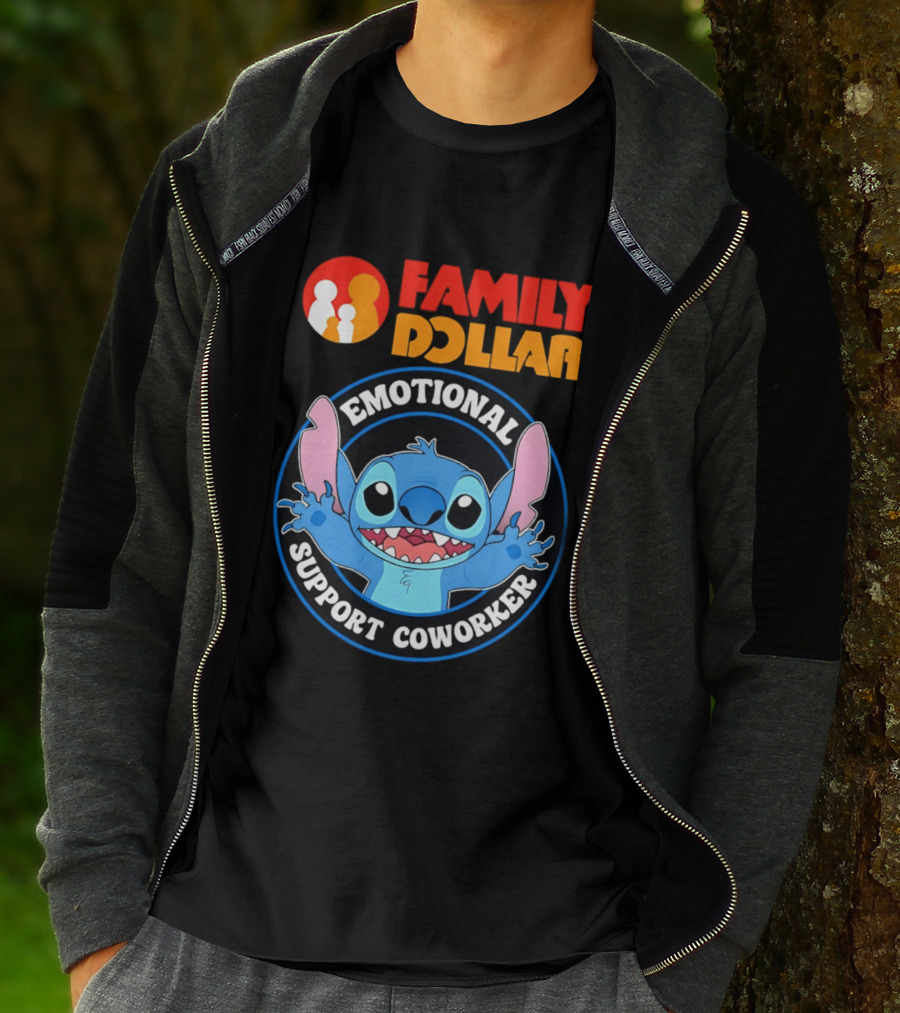 Family Dollar Emotional Support Coworker Stitch T-Shirt