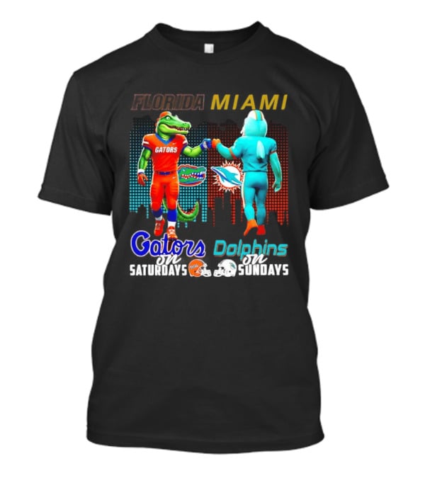 Florida Gators Saturdays Miami Dolphins Sundays Skyline Football Rivalry T-Shirt