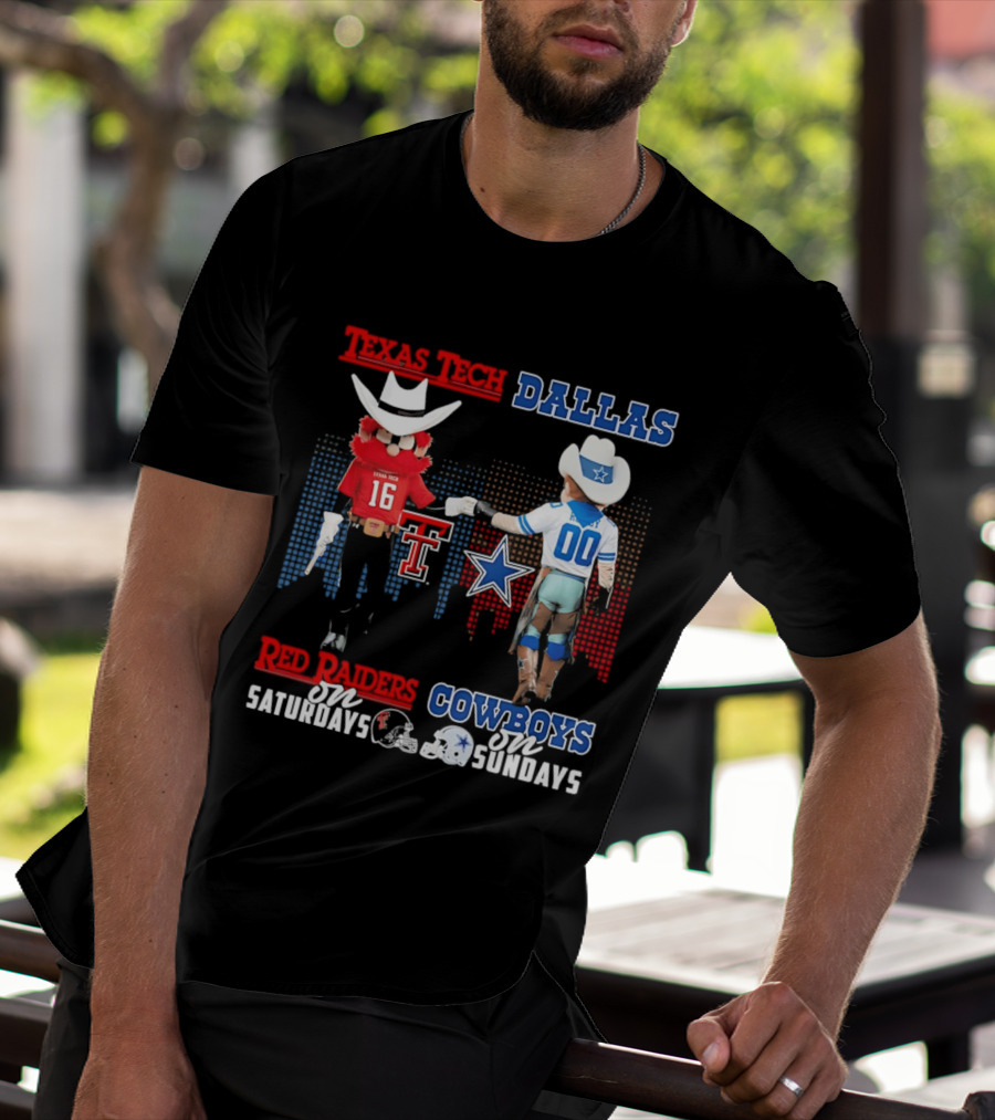Texas Tech Red Raiders Saturdays Dallas Cowboys Sundays Skyline T-Shirt