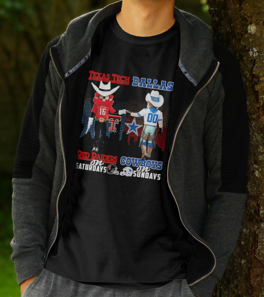 Texas Tech Red Raiders Saturdays Dallas Cowboys Sundays Skyline T-Shirt