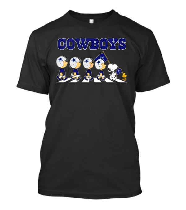 Peanuts Cowboys Snoopy Flag Parade Football Helmet Abby Road T-Shirt