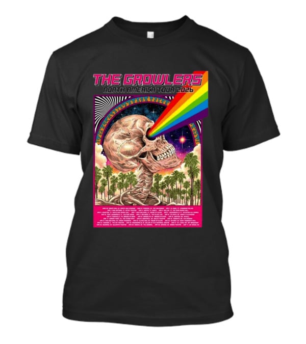 The Growlers North America Tour 2026 Psychedelic Skull With Rainbow Beam T-Shirt