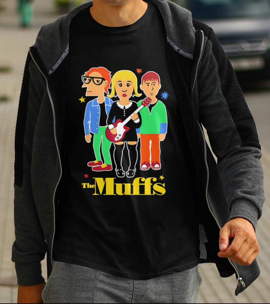 The Muffs Cartoon Characters Ronnie Kim And Roy Playing Guitar T-Shirt