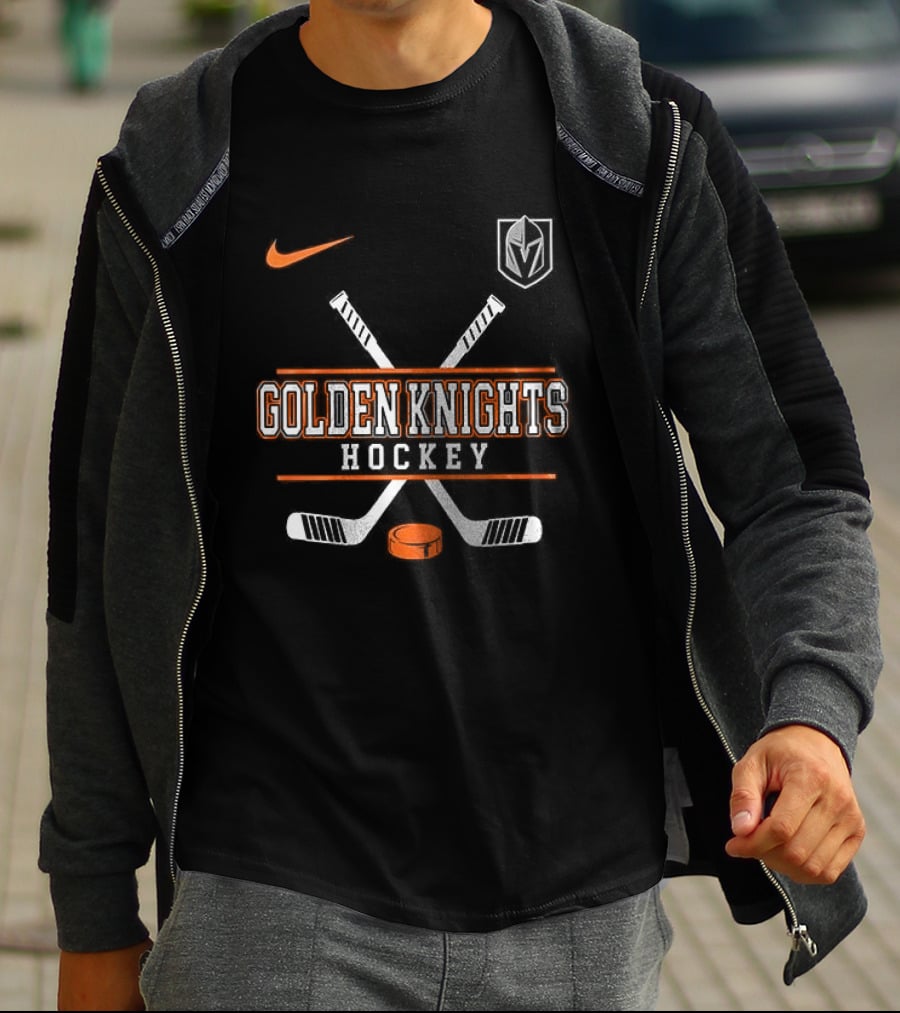 Nike Vegas Golden Knights Hockey Crossed Sticks T-Shirt