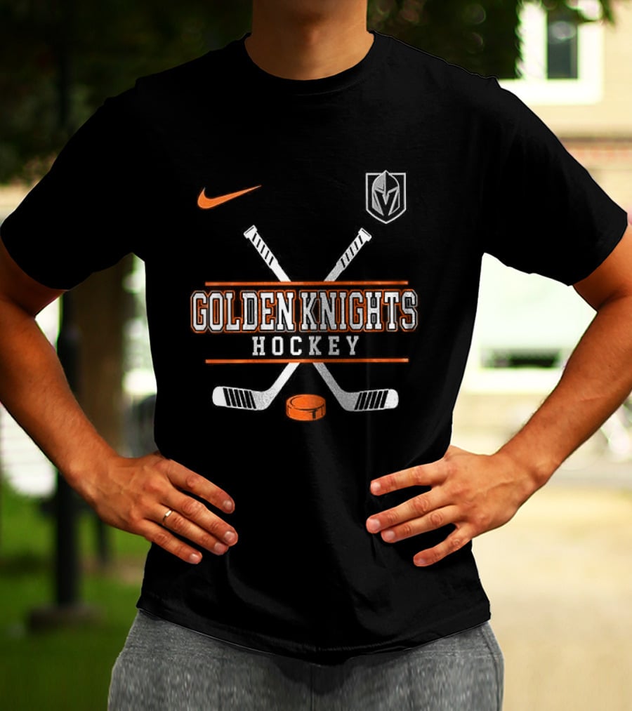 Nike Vegas Golden Knights Hockey Crossed Sticks T-Shirt