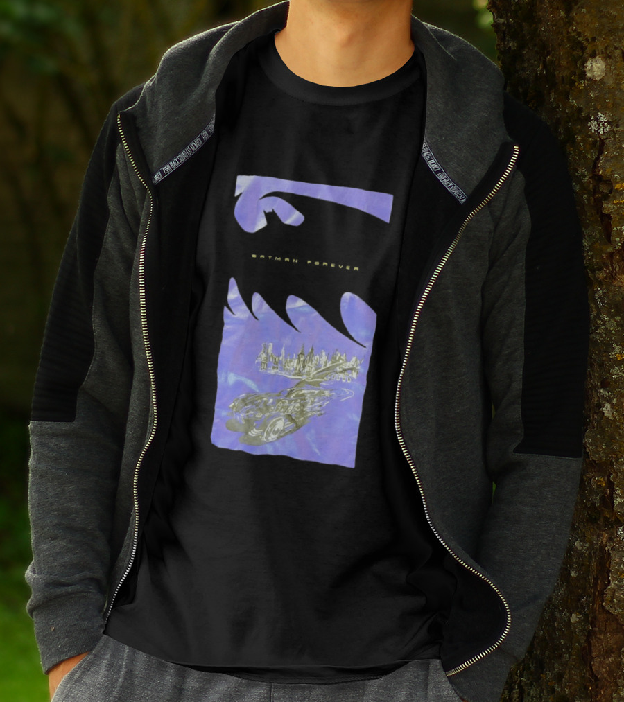 Photos Of A Batman Forever Gotham City Skyline Batmobile T-Shirt