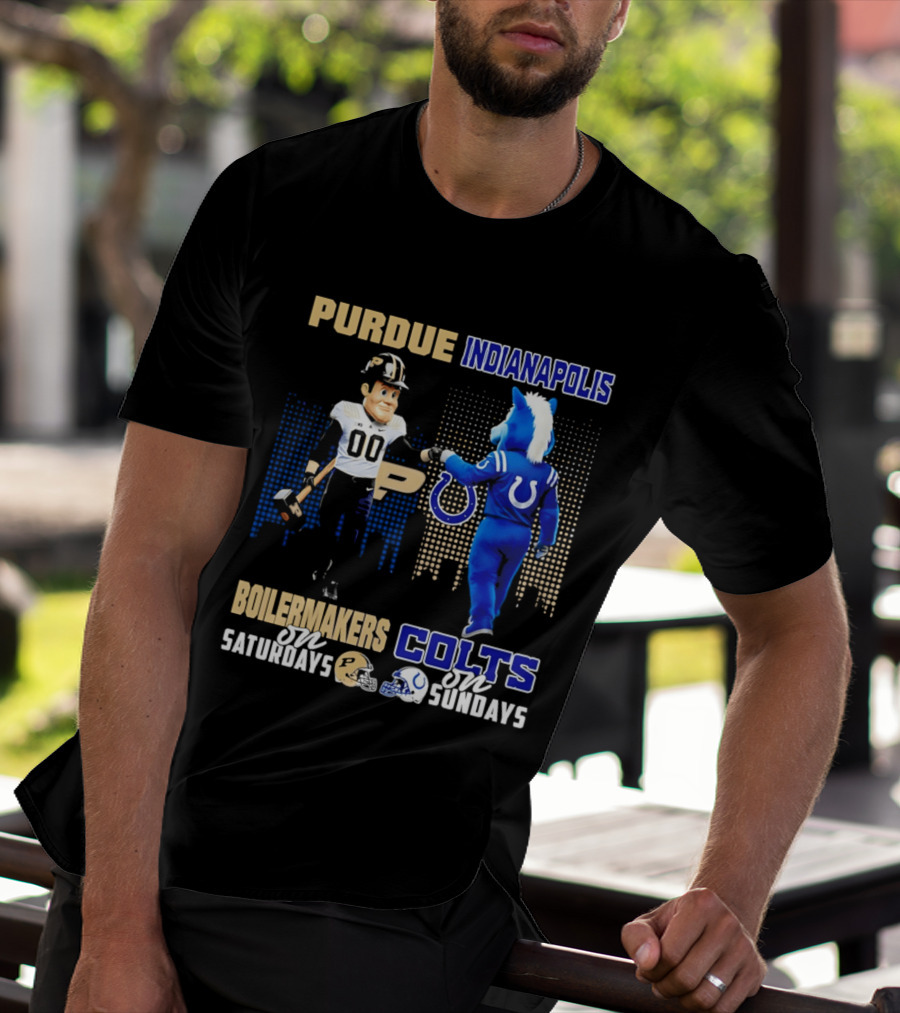 Purdue Boilermakers Saturdays Indianapolis Colts Sundays Skyline T-Shirt